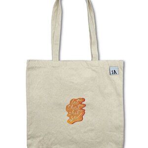 Let That Shit Go Orange Embroidered Tote Bag - Beige